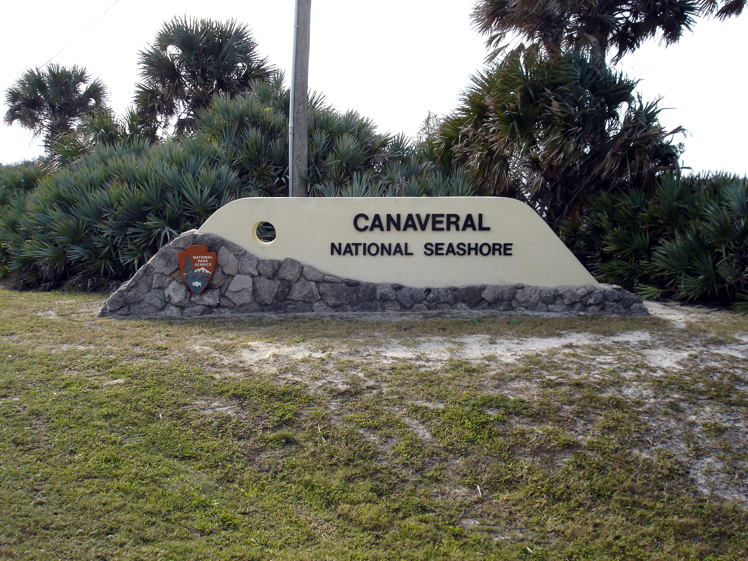 Entrance sign at Canaveral National Seashore near New Smyrna Beach, Florida